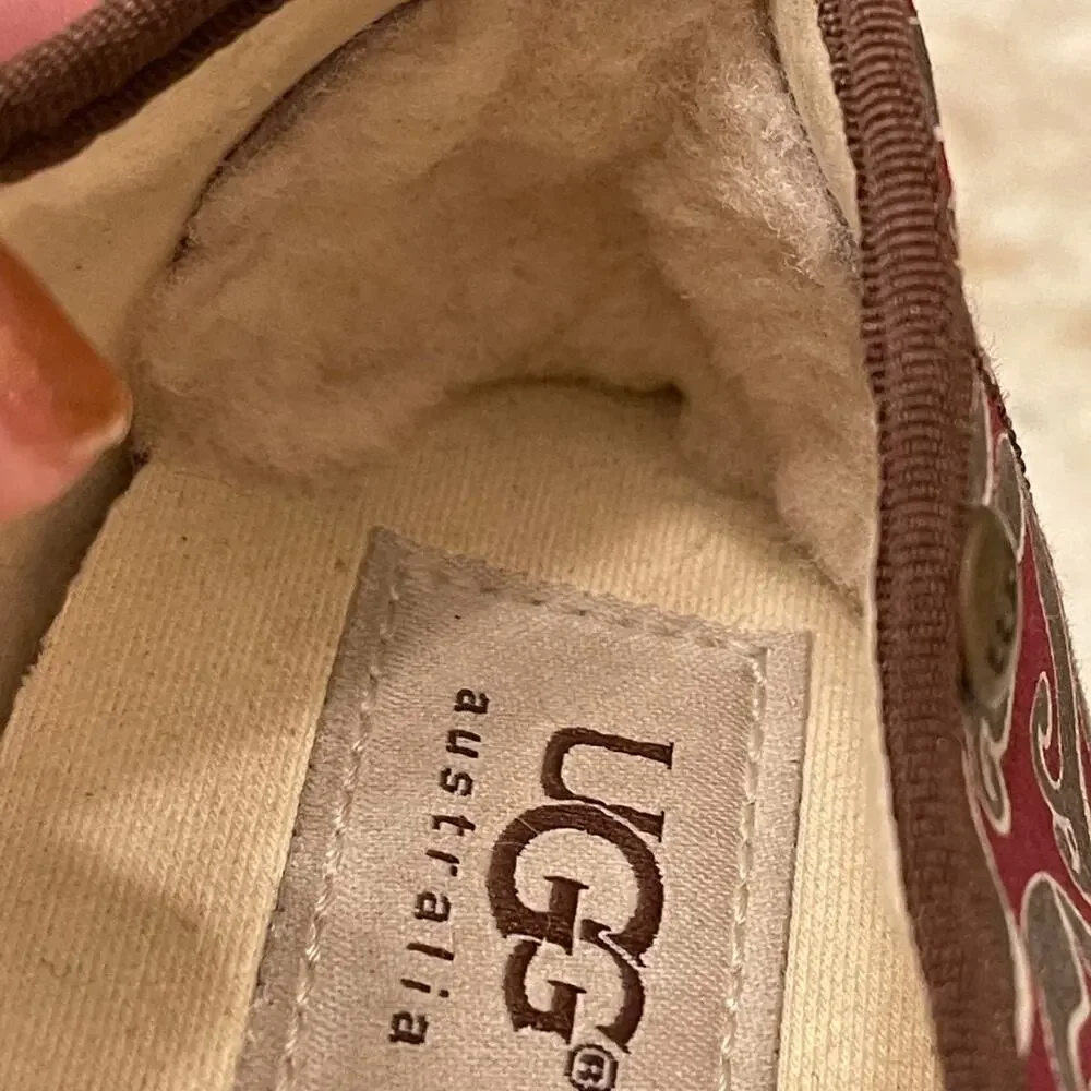 Ugg espadrille loafers Sz 8 maroon and brown comfort shoes